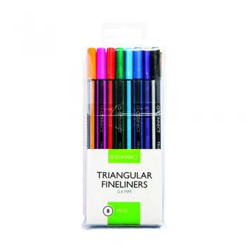 Q-Connect Triangular Fineliners Assorted Colour Pack of 8 KF18050