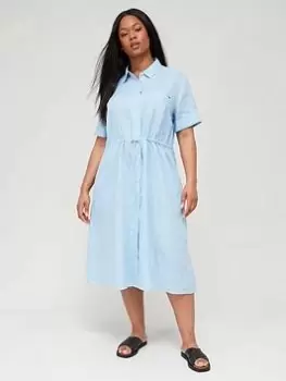 Tommy Hilfiger Curve Linen Midi Dress - Blue