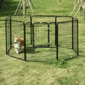 Pawhut 0.79 X 1M Pet Playpen w/ Metal Hutch Cage For Rabbits Guineas & Dogs & Puppies - Black