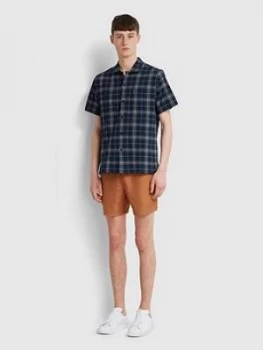 Farah Check Short Sleeve Shirt - Navy, Size L, Men