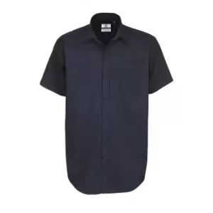 B&C Mens Sharp Twill Short Sleeve Shirt / Mens Shirts (S) (Navy Blue)