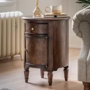 Matola Dark Wood Drum Side Table Matola Brown