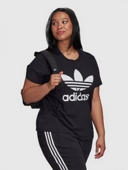 adidas Originals Plus Trefoil Tee - Black, Size 1X, Women