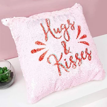 For Your Eyes Only Hidden Sequin Cushion - Hugs & Kisses