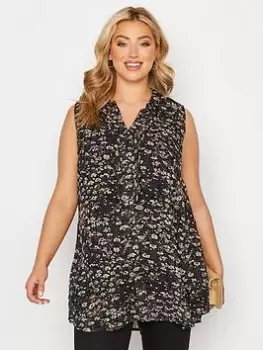 Yours Sleeveless Swing Blouse Frill Front - Black, Size 22-24, Women