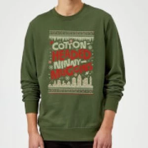 Elf Cotton-Headed-Ninny-Muggins Knit Christmas Sweatshirt - Forest Green - M