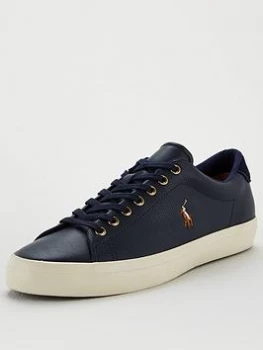 Polo Ralph Lauren Longwood Perforated Leather Trainers - Navy, Size 9, Men