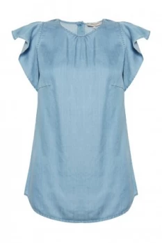 Great Plains Chambray Frill Top Blue