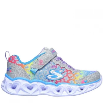 Skechers Heart Light Up Trainers Child Girls - Silver/Multi