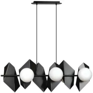 Emibig Drifton Black DesignerPendant Ceiling Light with White Glass Shades, 6x E14