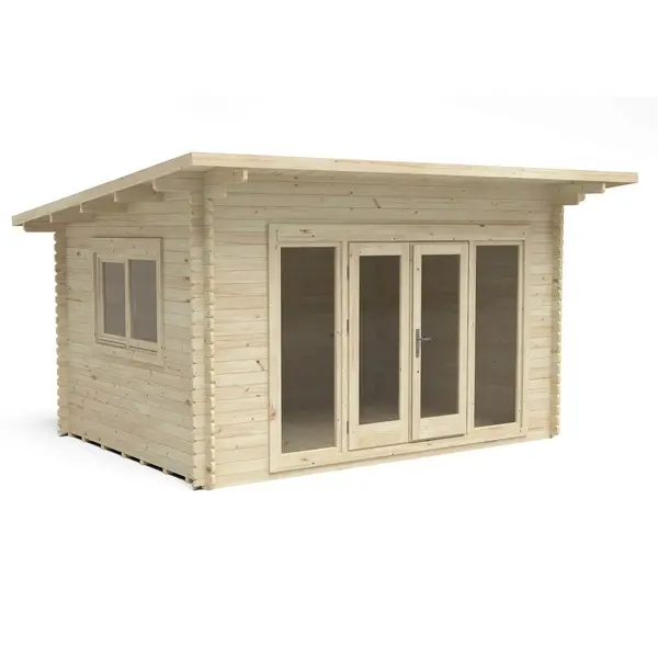 Forest Melbury 4.0m x 3.0m Log Cabin Double Glazed 34kg Polyester Felt, Plus Underlay - Installation Included