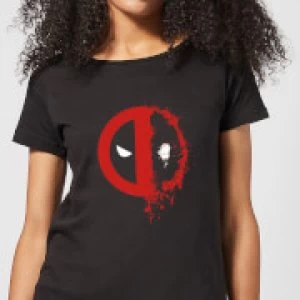 Marvel Deadpool Split Splat Logo Womens T-Shirt - Black - S