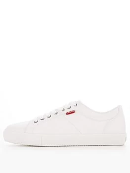 Levis Woodward Faux Leather Trainers - White, Size 10, Men