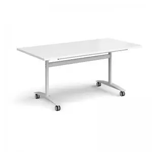 Rectangular deluxe fliptop meeting table with white frame 1600mm x