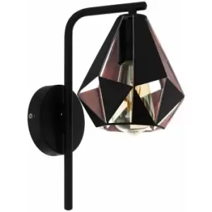 Loops - LED Wall Light / Sconce Geometric Black & Antique Copper 1 x 60W E27 Bulb