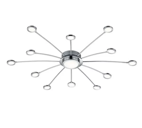 Bodrum Modern 12 Light Multi Arm Semi Flush Ceiling Lamp Chrome 3000-6500K Remote control