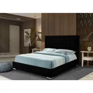 Lisso Bed Small Double Plush Velvet Black