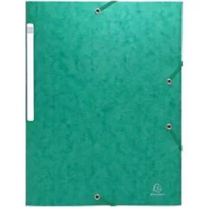 Scotten Elasticated 3 Flap Folders A4, 425gsm, Green, 5 Packs of 10