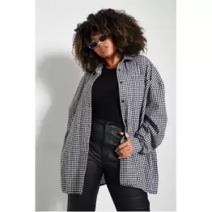 I Saw It First Plus Size Oversized Check Shirt - Black