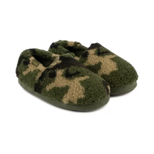 totes Kids Camo Short Full Back Slippers Green