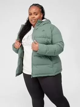 adidas Helionic Hooded Jacket (Plus Size) - Dark Green, Dark Green, Size 4X, Women