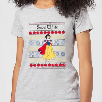 Disney Classic Snow White Womens Christmas T-Shirt - Grey - L