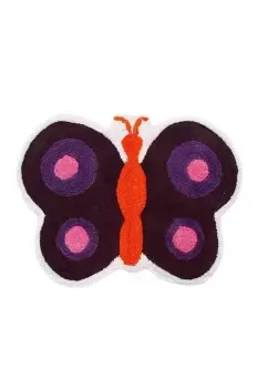 Cotton Tufted Washable Purple Butterfly Children Rug