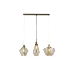 Mia 3 Light Bar Pendant, 3 Styles Of Champagne Glass