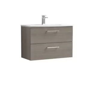 Nuie Arno 800mm Wall Hung 2 Drawer Vanity & Basin 4 Solace Oak