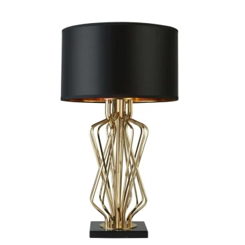 Searchlight Ethan - 1 Light Table Lamp Gold, Black Shade, E27