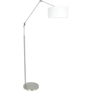 Sienna Prestige Chic Floor Lamp with Shade Steel Brushed, Chintz White