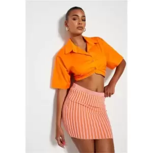 I Saw It First Bright Orange Short Sleeve Extreme Crop Shirt - Orange