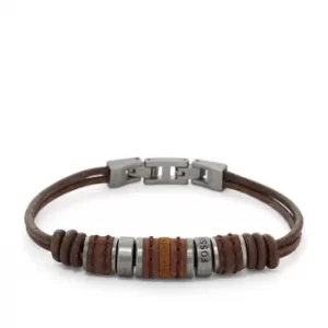 Fossil Mens Rondell Brown Leather Bracelet