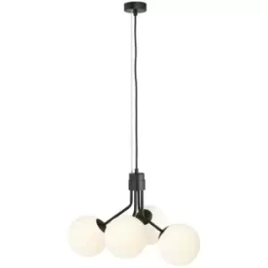 Emibig Nova Black Globe Pendant Ceiling Light with White Glass Shades, 4x E14