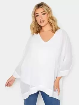 Yours Rib Cape Top - White, Size 24, Women