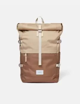 Sandqvist Bernt Rolltop Backpack - (Recycled Poly) - Brown/Natural Leather