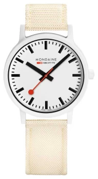 Mondaine Essence 41mm Off White Strap White Dial MS1. Watch