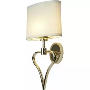 Loops - Twin Wall Light Heart Shaped Frame White Shade French Gold LED G9 3.5W