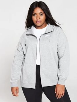 Nike Sportswear Essential FZ Hoodie (Curve) - Grey Heather , Dark Grey Heather, Size 26-28=3X, Women