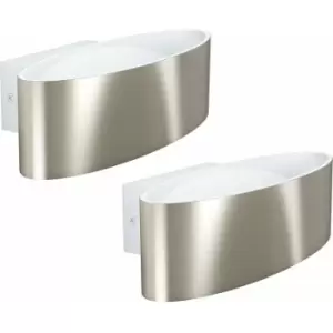 2 pack Wall Light Colour White Satin Nickel Shade Transparent Plastic LED 10W