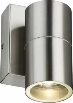 KnightsBridge 230V IP54 GU10 Fixed Single Wall Light with Photocell Sensor - Brushed Chrome