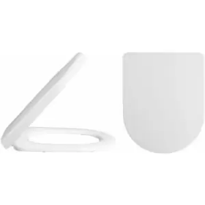 Nuie Asselby D-Shape Thermoplastic Toilet Seat with Soft Close Hinge - White