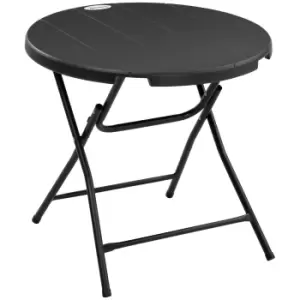 Outsunny Foldable Round Garden Table for 4, Outdoor Dining Table with HDPE Tabletop and Steel Frame, 80 x 80 x 73 cm, Dark Grey