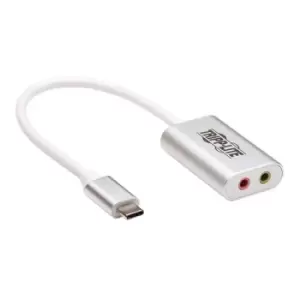 Tripp Lite U437-002 2-Port USB-C to 3.5mm Stereo Audio Adapter - USB 2.0 Silver