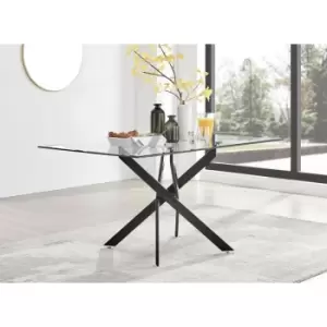 Furniturebox UK - Furniturebox Leonardo 6 Seat Black Metal Leg Modern Dining Table