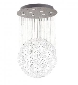 Ceiling Cluster Pendant Medium Sphere 8 Light Polished Chrome, Crystal