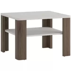 Toronto Coffee Table with shelf In White and Oak - White with San Remo Oak inset