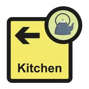 Assisted Living Sign Kitchen arrow left - SA FMX 305 x 310mm