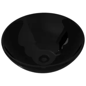 VidaXL Ceramic Round Bathroom Sink Basin - Black