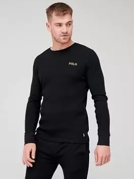 Polo Ralph Lauren Waffle Long Sleeve Lounge Top - Black Size M Men